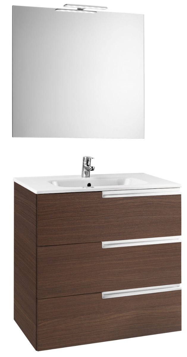 Victoria-N Pack Family (base unit, basin, mirror and LED spotlight) Textured Wenge
