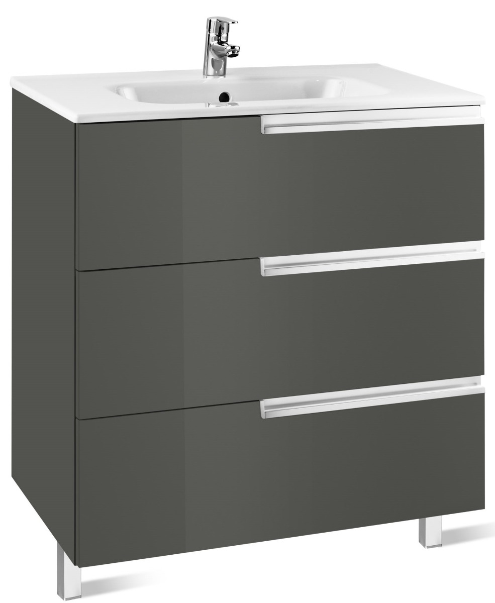 Roca Victoria-N Unik (base unit and basin) Gloss Anthracite Grey 700 x 460 x 740 mm