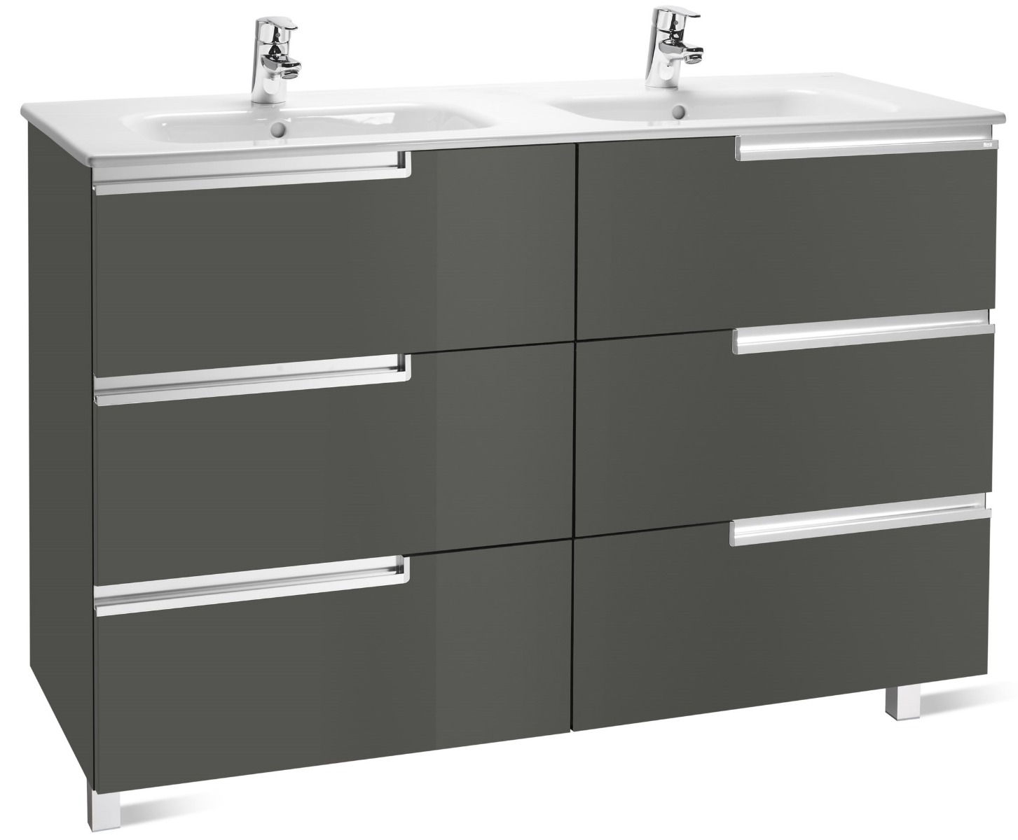 Unik (base unit and double bowl basin) GLOSS ANTHRACITE GREY