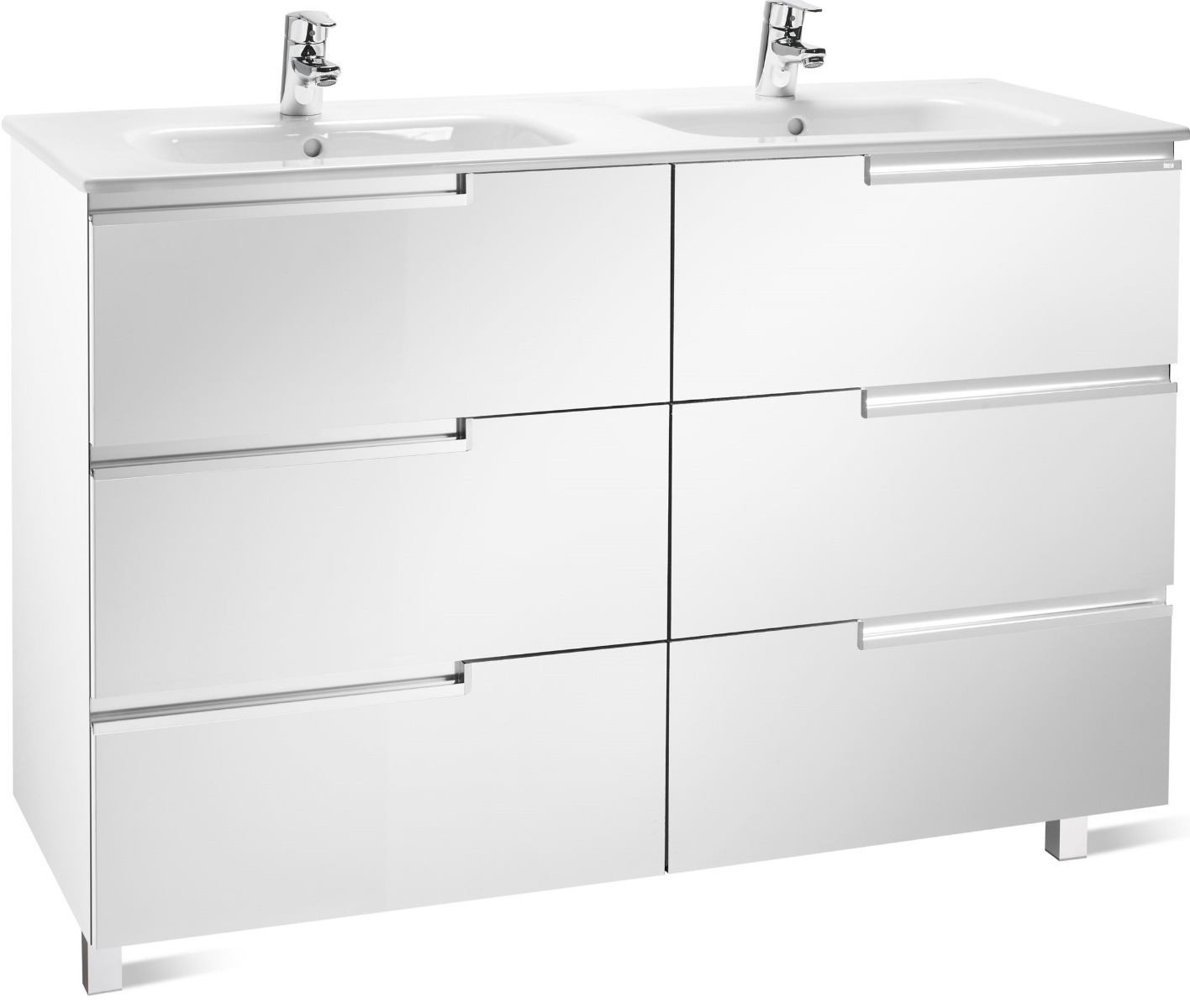 Unik (base unit and double bowl basin) GLOSS WHITE