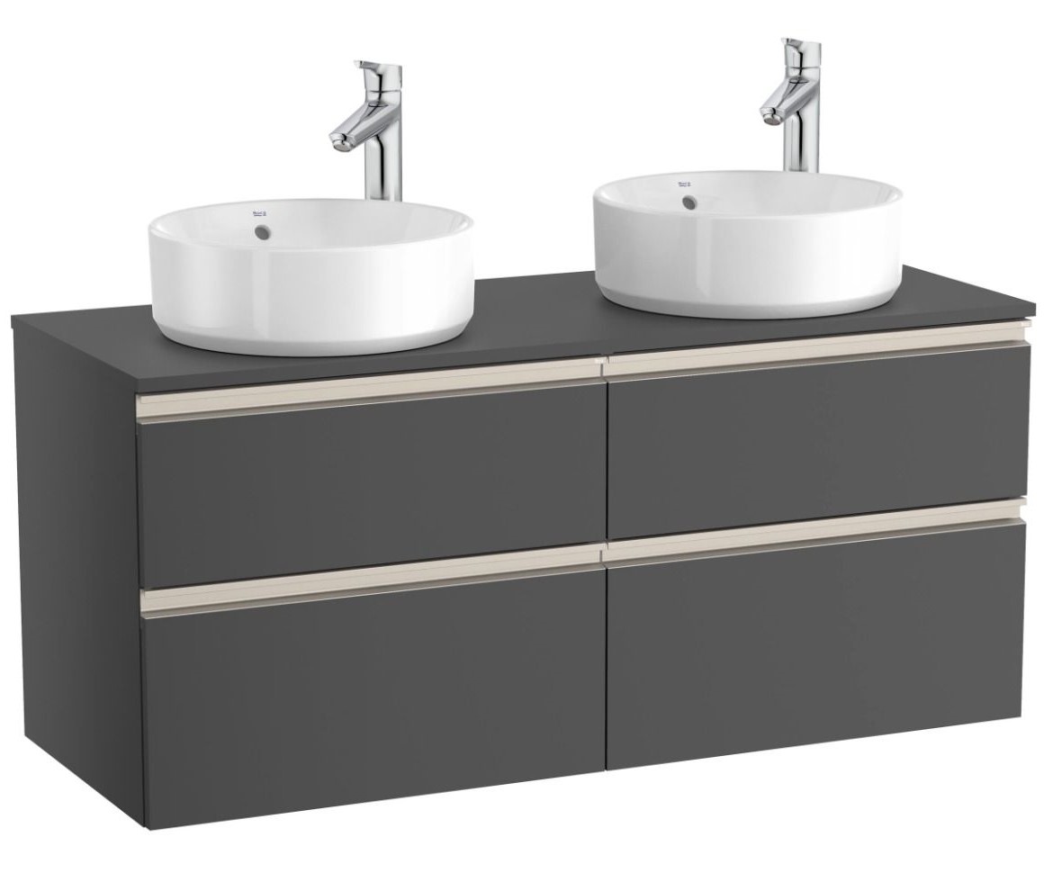 The Gap Base unit with four drawers for two On Countertop basins Anthracite Grey