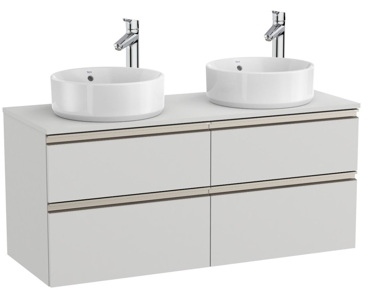 The Gap Base unit with four drawers for two On Countertop basins Arctic Grey