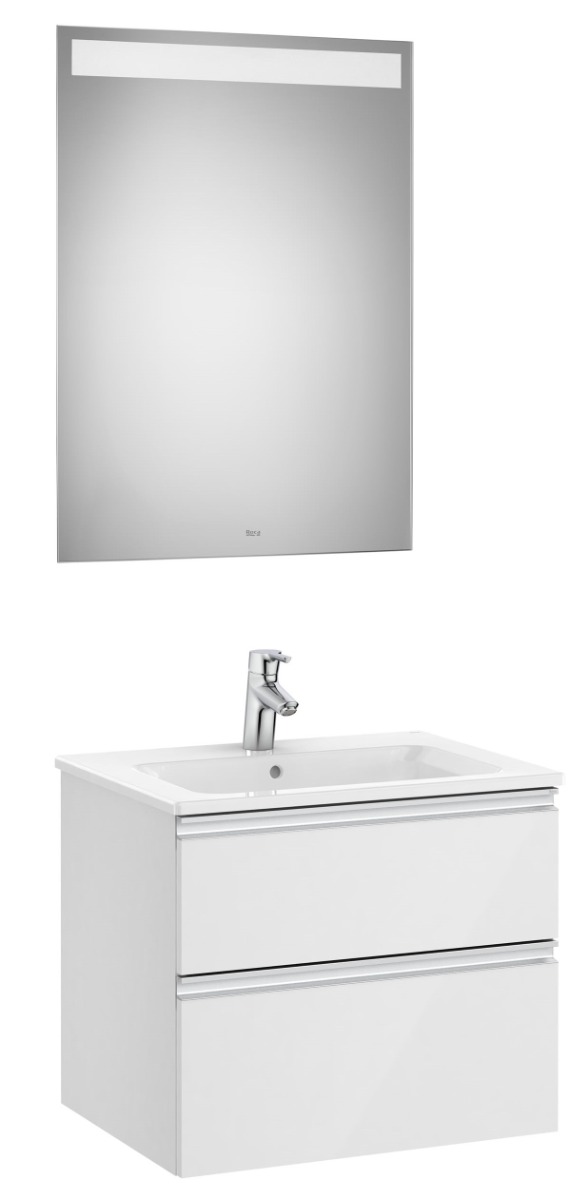 The Gap Pack (base unit with two drawers, basin and LED mirror) GLOSS WHITE