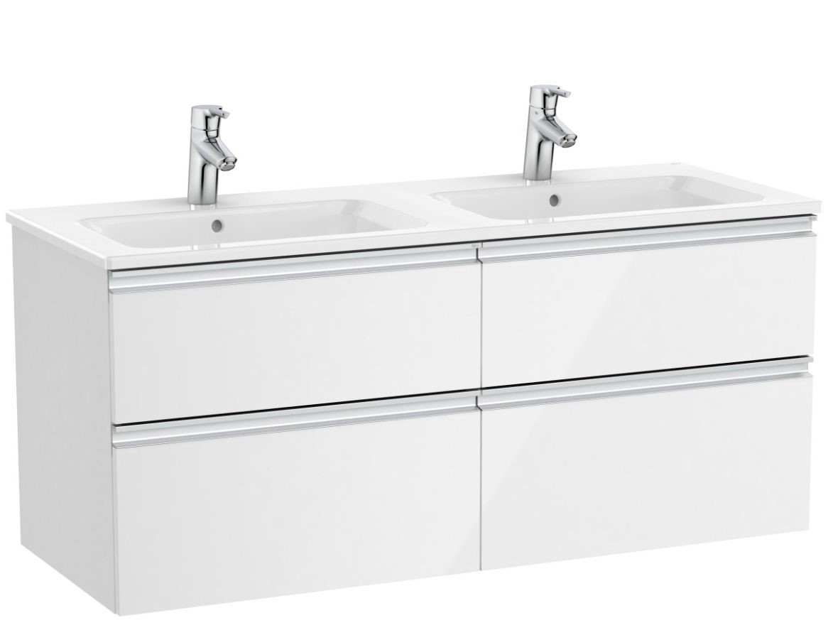 The Gap Unik (furniture with with four drawers and double basin) Gloss White