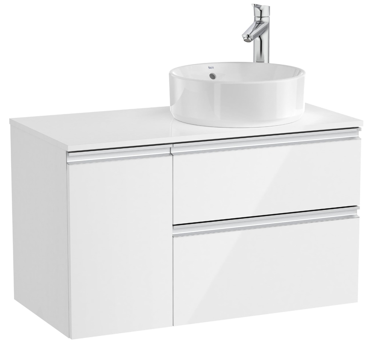 The Gap Right hand base unit with two drawers and one door On countertop basin GLOSS WHITE
