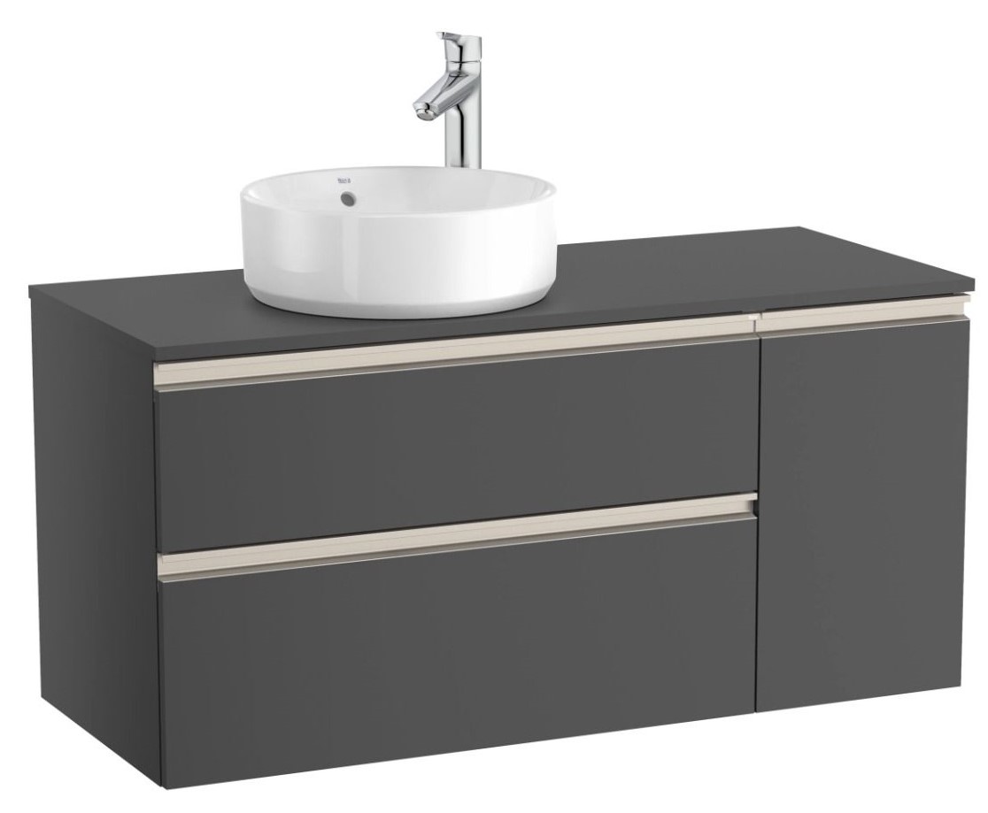The Gap Left hand base unit with two drawers and one door for On Countertop basin Anthracite Grey