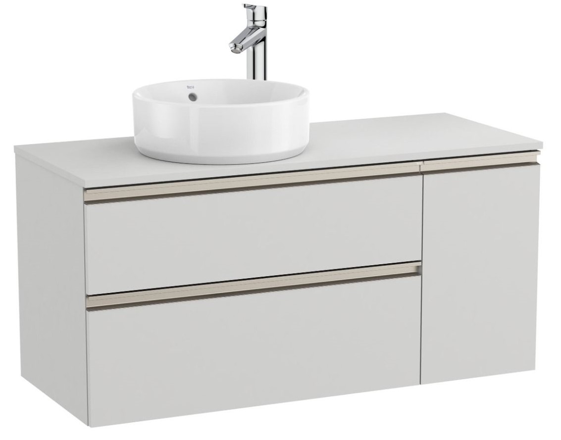 The Gap Left hand base unit with two drawers and one door for On Countertop basin Arctic Grey 