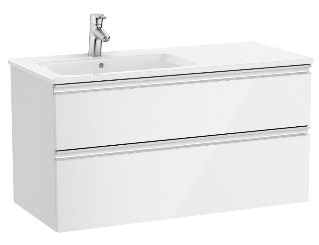The Gap Unik (base unit with two drawers and left hand basin) Gloss White