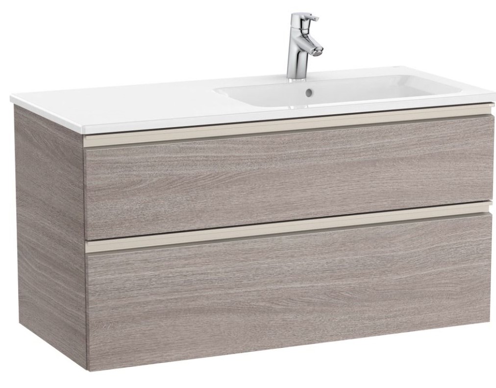 The Gap Unik (base unit with two drawers and right hand basin) City Oak 