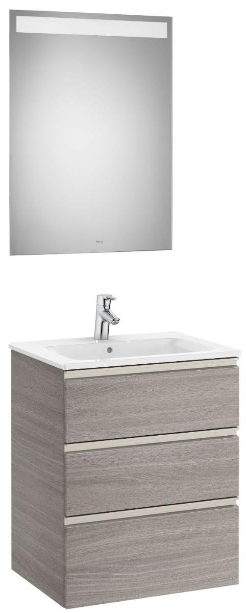 Pack (base unit with three drawers, basin and LED mirror)