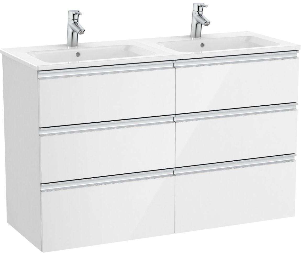 The Gap Unik (furniture with with six drawers and double basin) Gloss White