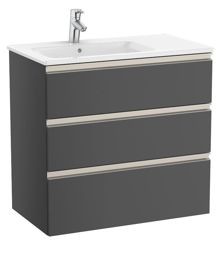 Unik (base unit with three drawers and left hand basin)-ANTHRACITE GREY