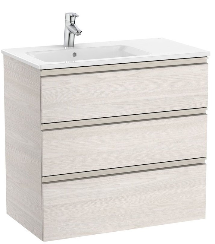 Unik (base unit with three drawers and left hand basin)-NORDIC ASH