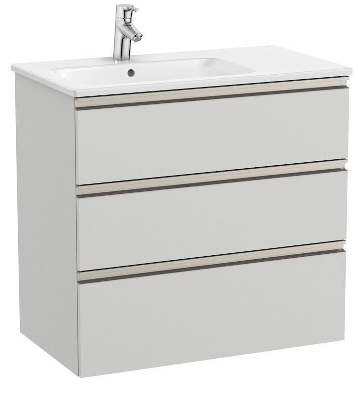Unik (base unit with three drawers and left hand basin)-ARCTIC GREY