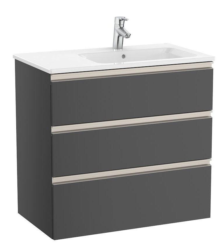 Unik (base unit with three drawers and right hand basin)-ANTHRACITE GREY