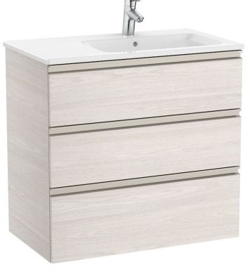 Unik (base unit with three drawers and right hand basin)-NORDIC ASH