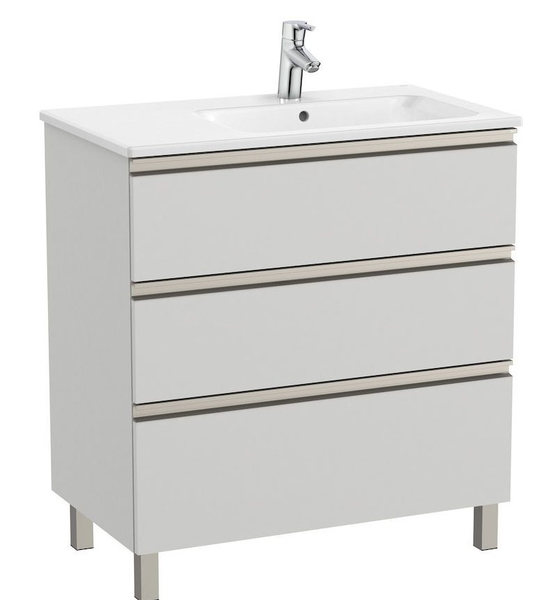 Unik (base unit with three drawers and right hand basin)-ARCTIC GREY