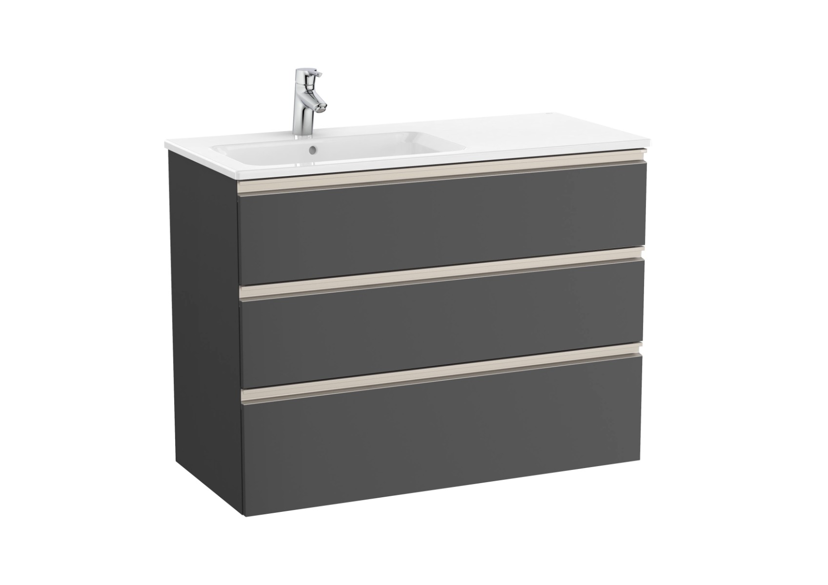 The Gap Unik (base unit with three drawers and left hand basin) Anthracite Grey