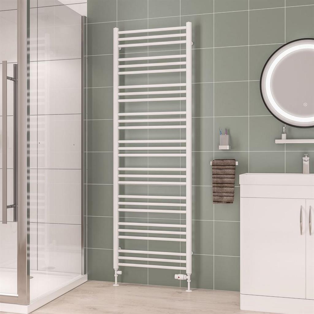 Corinium Round 1800 x 600 Towel Rail Gloss White
