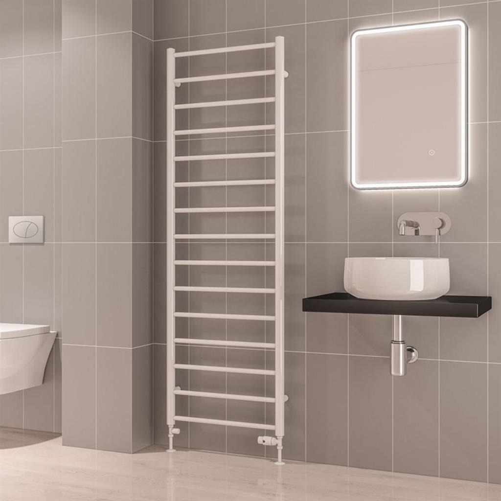 Tuscan Round 1800 x 600 Towel Rail Gloss White