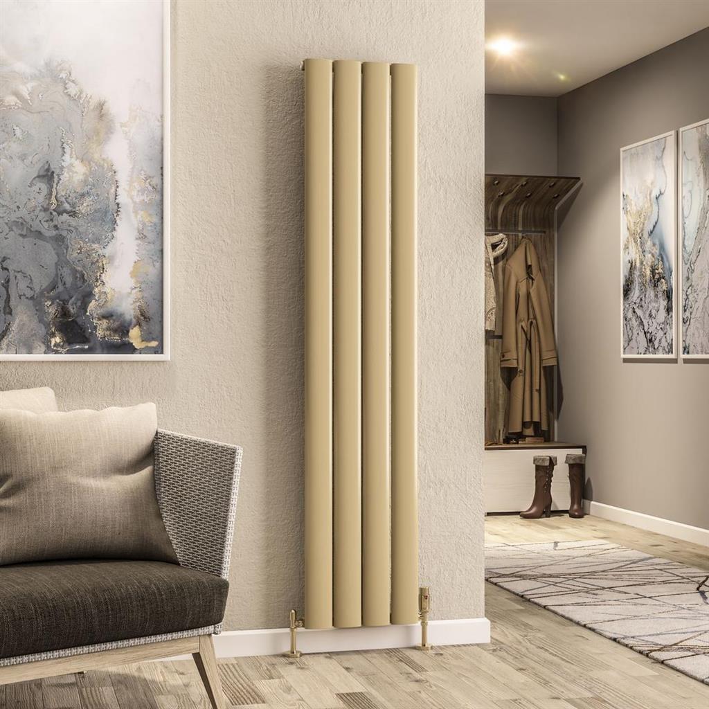 Malmesbury 1800 x 375 Aluminium Radiator Brass Effect