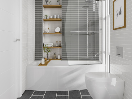 Trojan Space Saver Shower Bath Pack - Right Hand (incl. bath, front panel, bath screen)