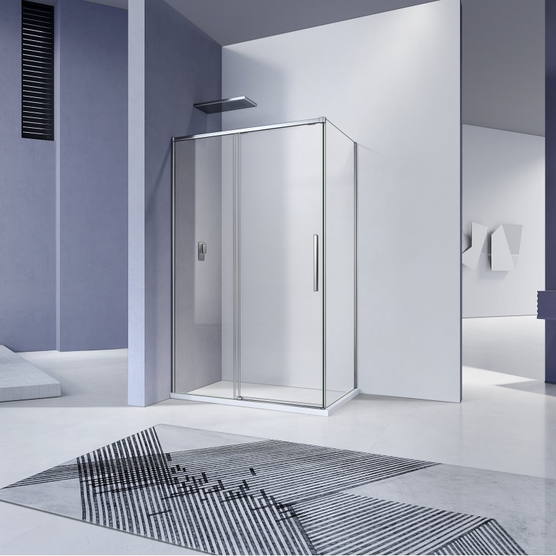 Frameless, 8mm side panel, solid metal profiles, toughened safety glass, 1900mm (8SP80-CH)