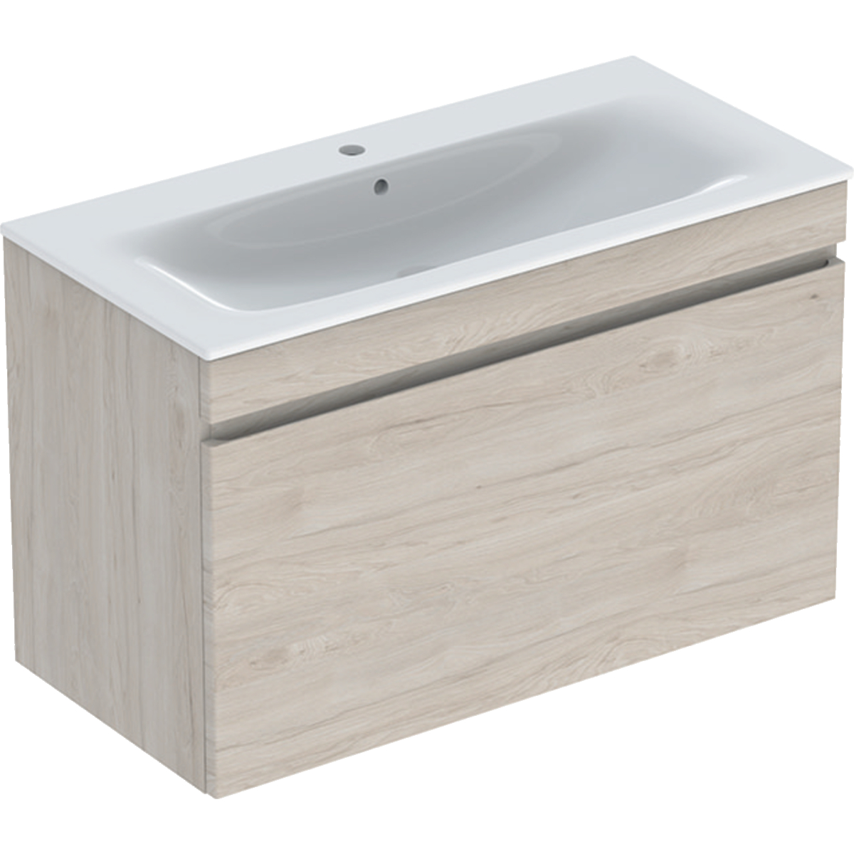 Renova Plan vanity & basin with one drawer 1000mm - Light hickory