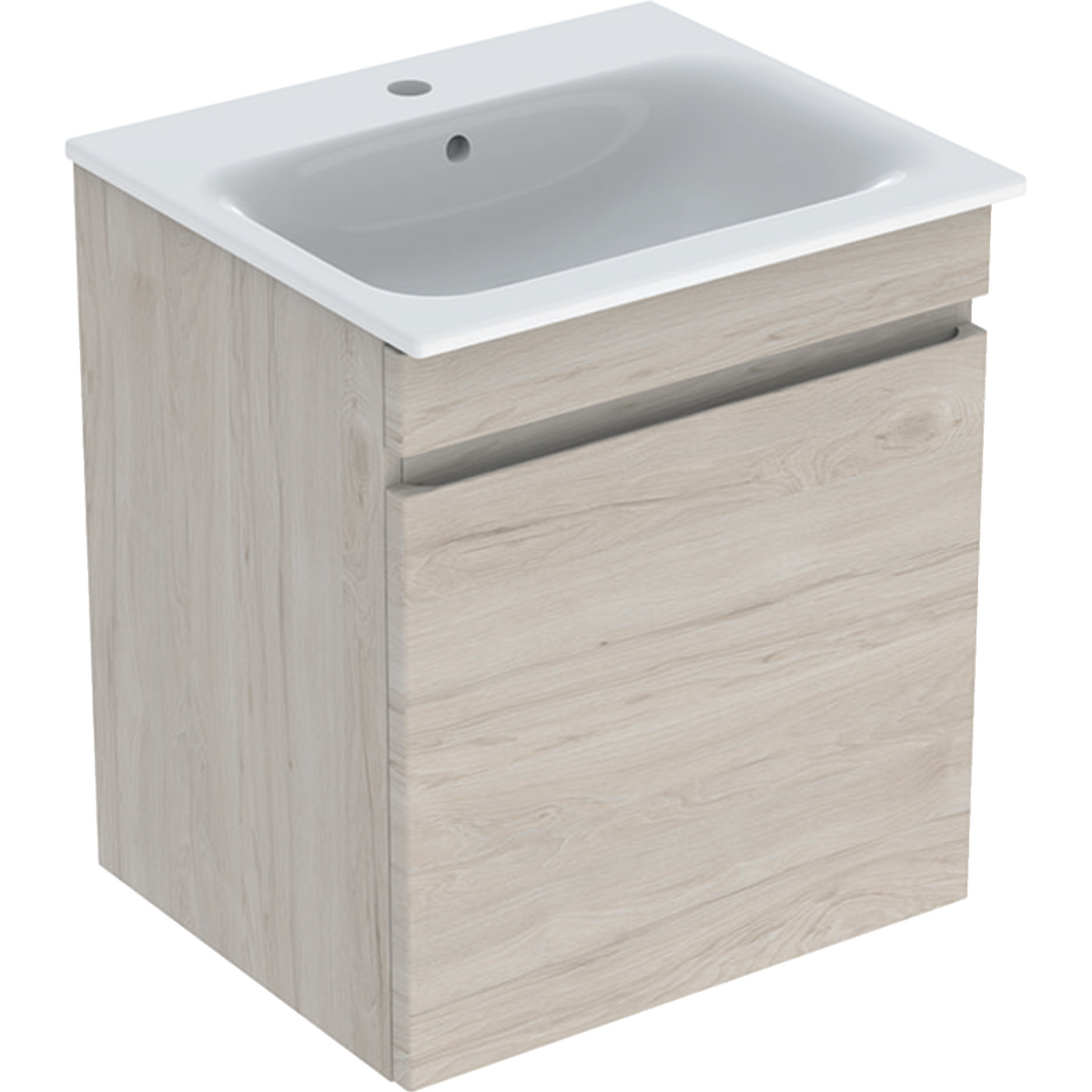  Renova Plan vanity & basin with one drawer 600mm - Light hickory