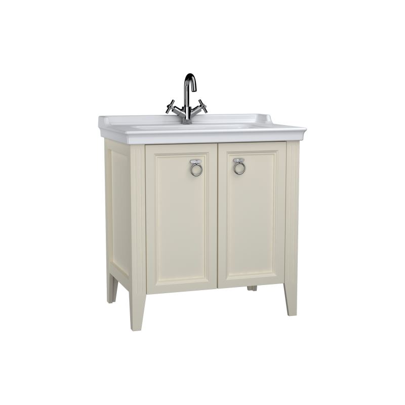 VitrA Valarte Washbasin Unit; 80 cm; with doors; 1 tap hole; Matte Ivory