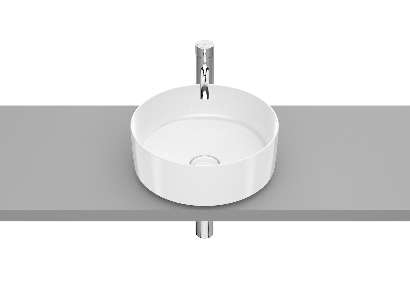 ROUND - Over countertop FINECERAMIC basin-White 370 x 370 x 140 mm