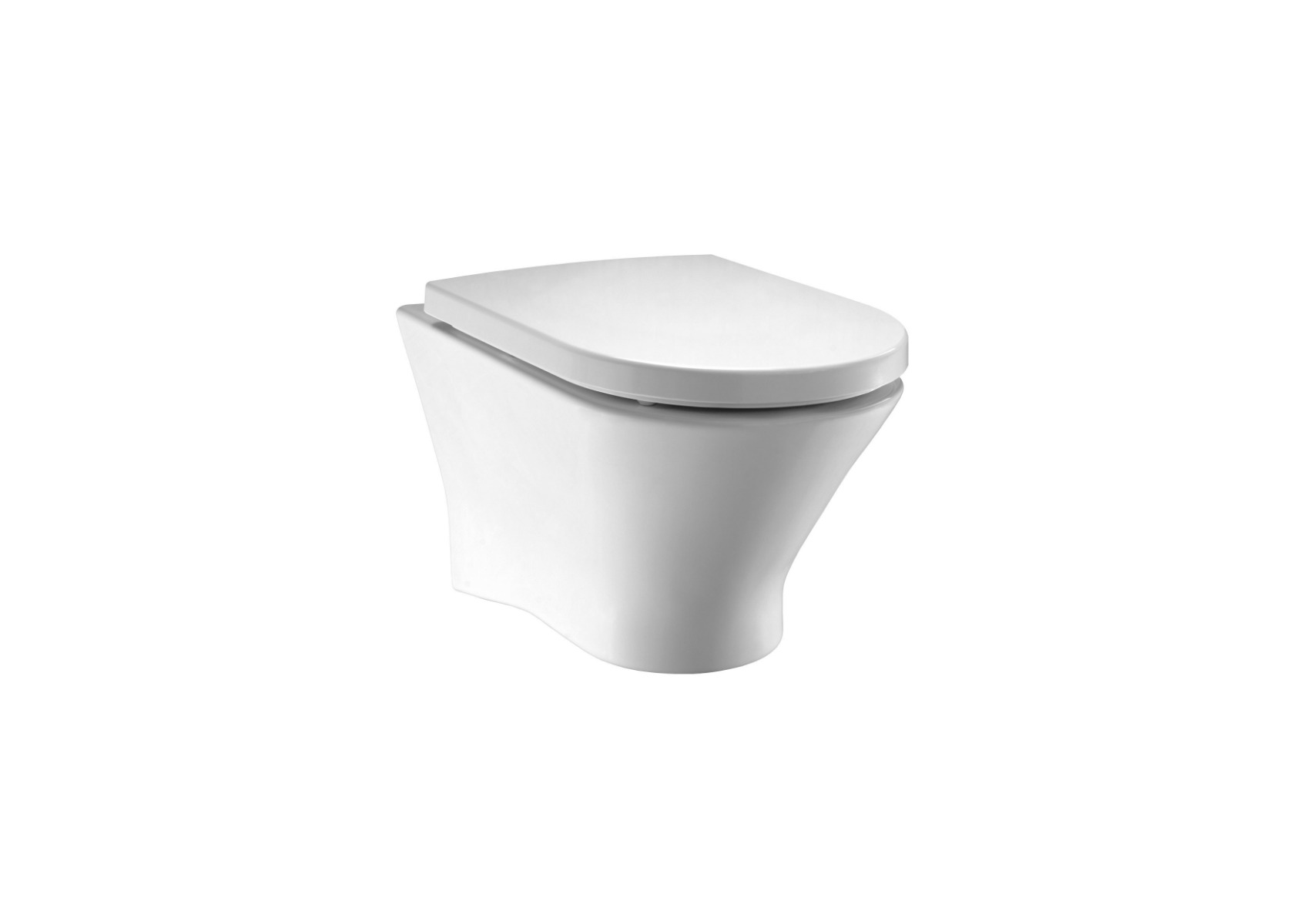 Vitreous china Rimless wall-hung WC Pan & Seat with horizontal outlet 