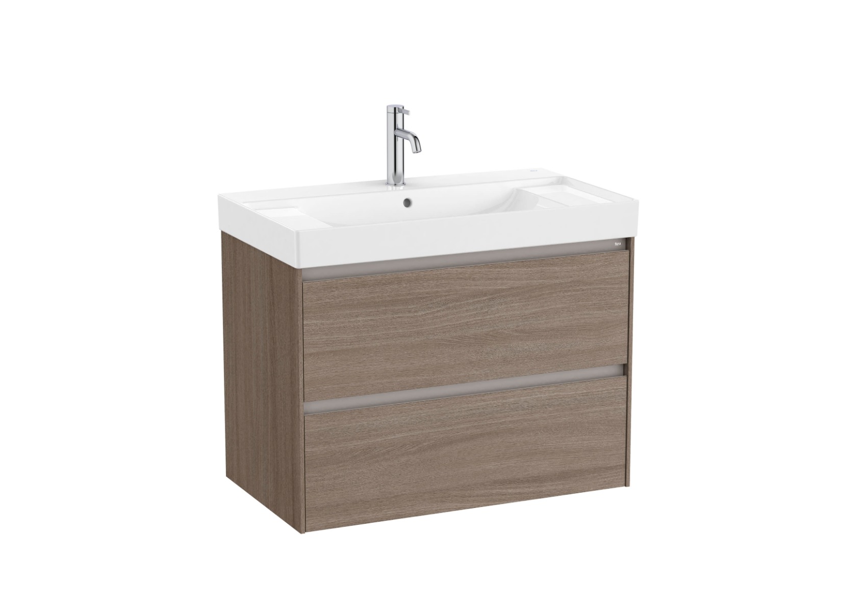 Unik base unit with two drawers and basin - Dark Elm