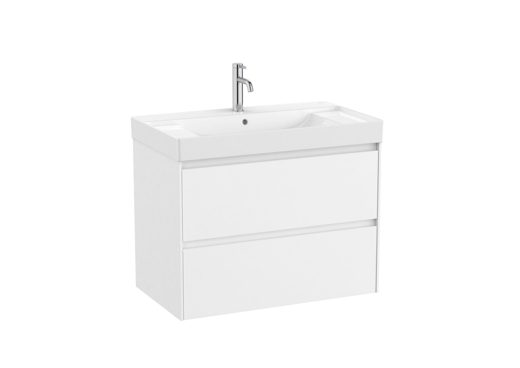 Unik base unit with two drawers and basin - Matt White