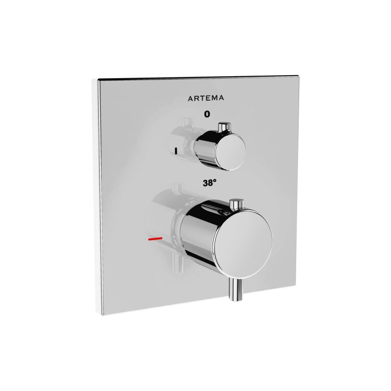 Root Square Thermostatic Bath Mixer Chrome, Built-in thermostatic shower mixer, 1-way, square