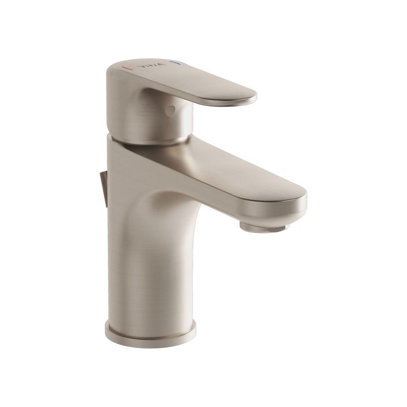 Root Round Basin Mixer with pop-up Brushed Nickel, Compact basin mixer with pop-up, round