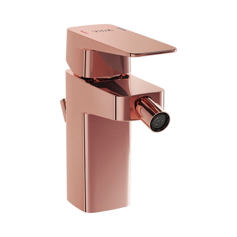 Root Square Bidet Mixer Copper, Bidet mixer with pop-up, square