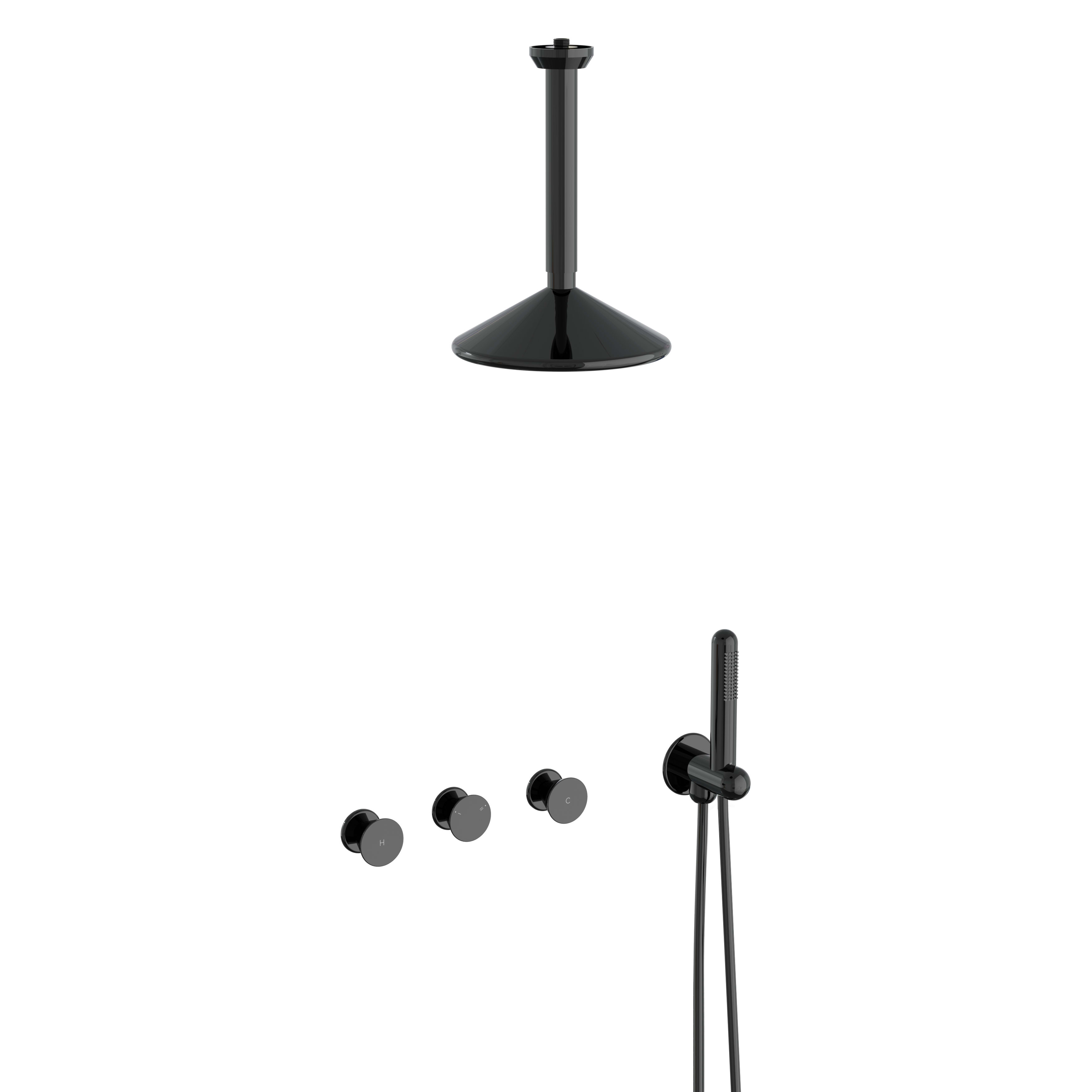 Liquid Built-In Shower Set - Gloss Black
