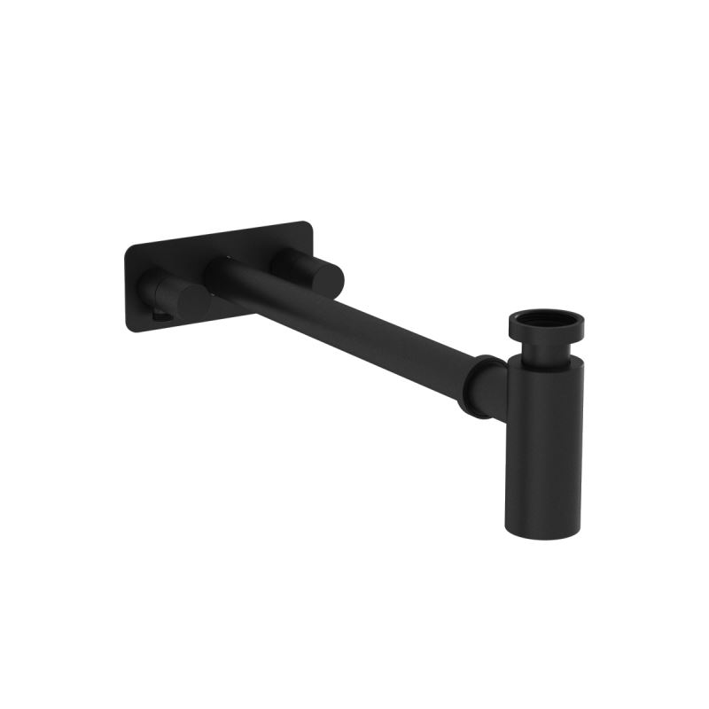 Universal Bottle Trap Matt black, for basins with isolation taps, symmetric