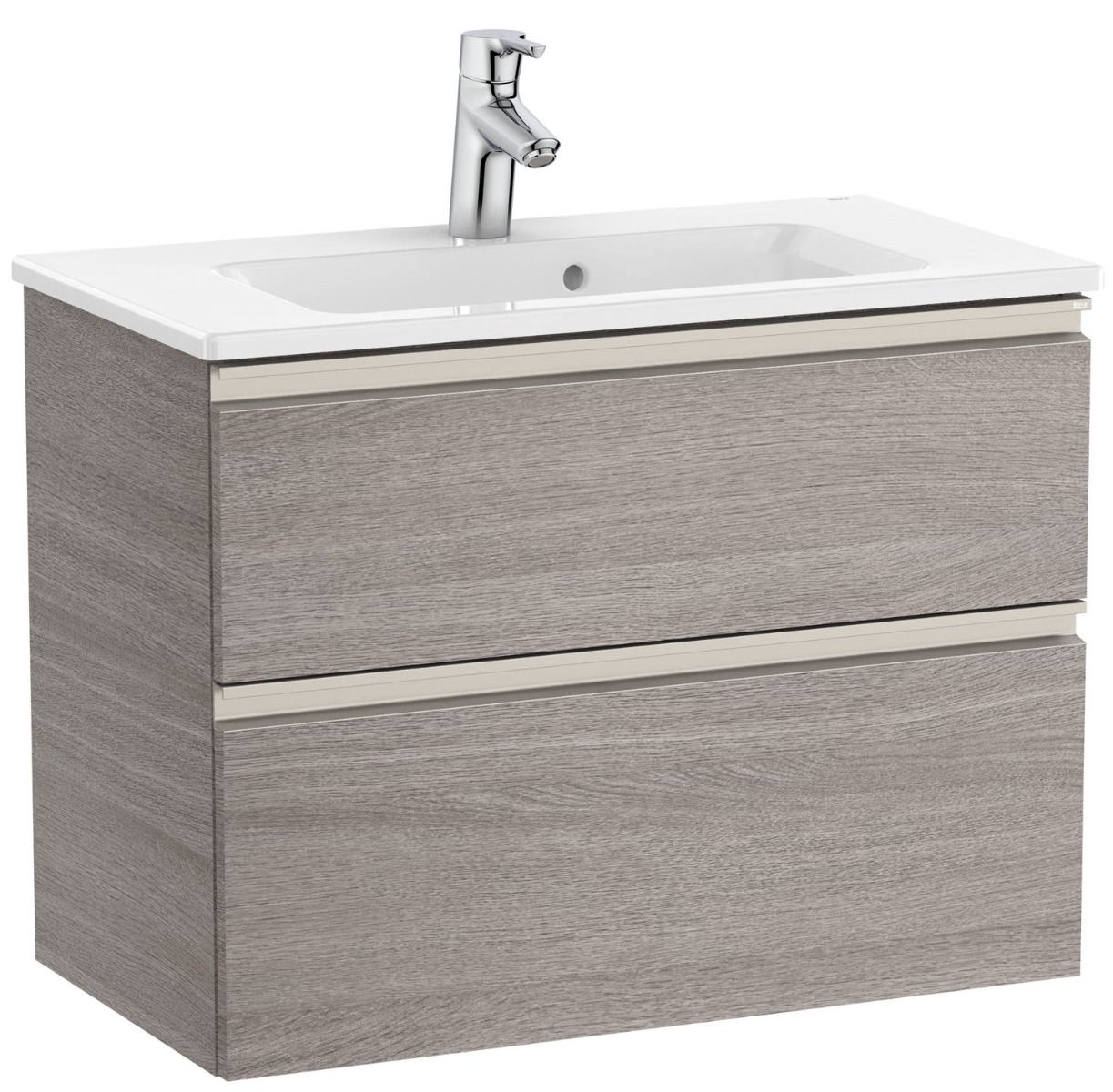 Unik (compact base unit with two drawers and basin)-CITY OAK