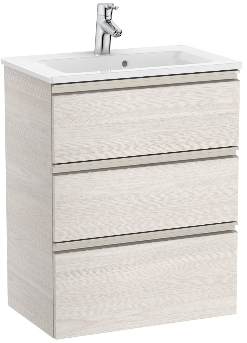 Unik (compact base unit with three drawers and basin)-NORDIC ASH