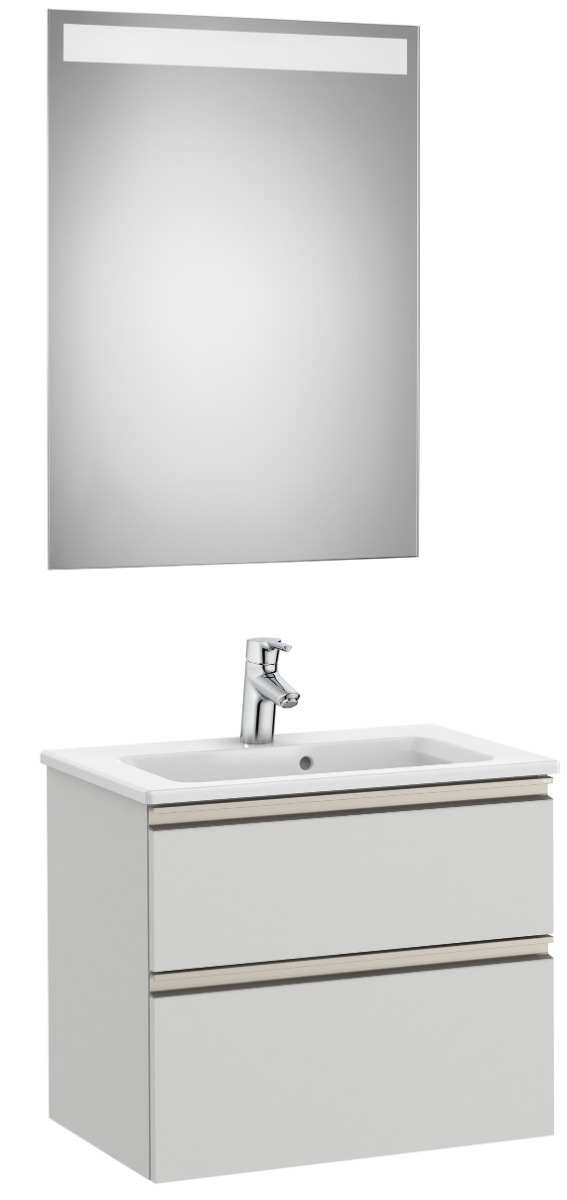 Pack (compact base unit with two drawers, basin and LED mirror) ARCTIC GREY