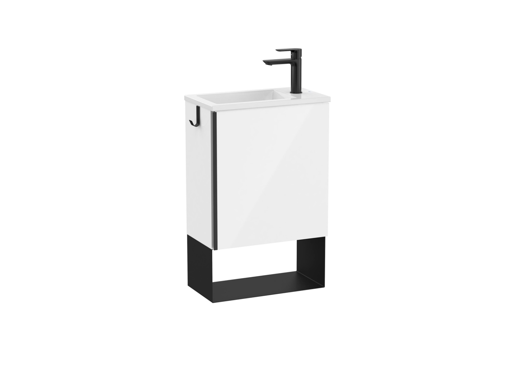 Mini Cloakroom vanity unit and basin 465 x 258 x 700 mm - Glossy White