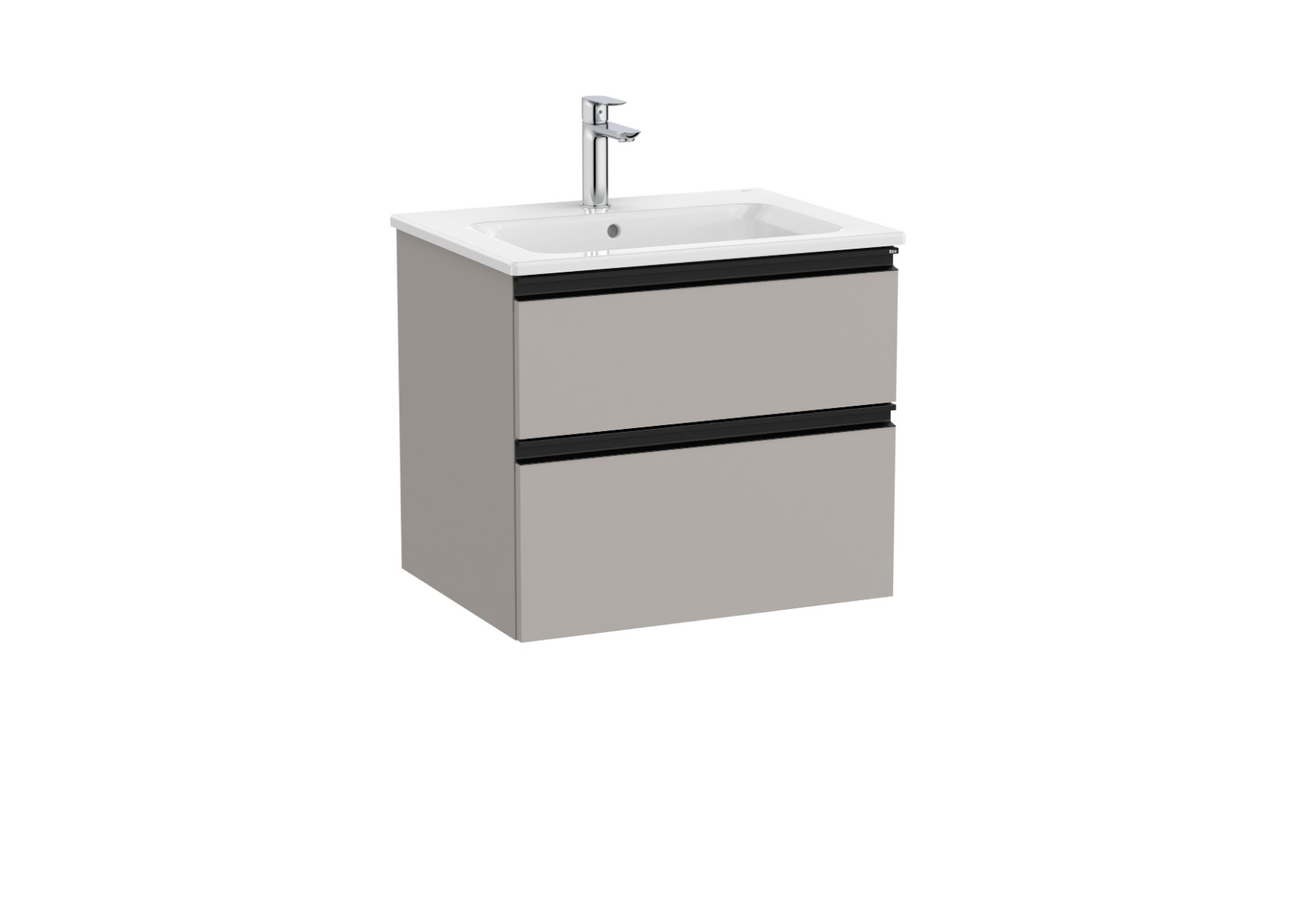 The Gap Vanity unit with 2 drawers and basin 600mm - Matt Grey