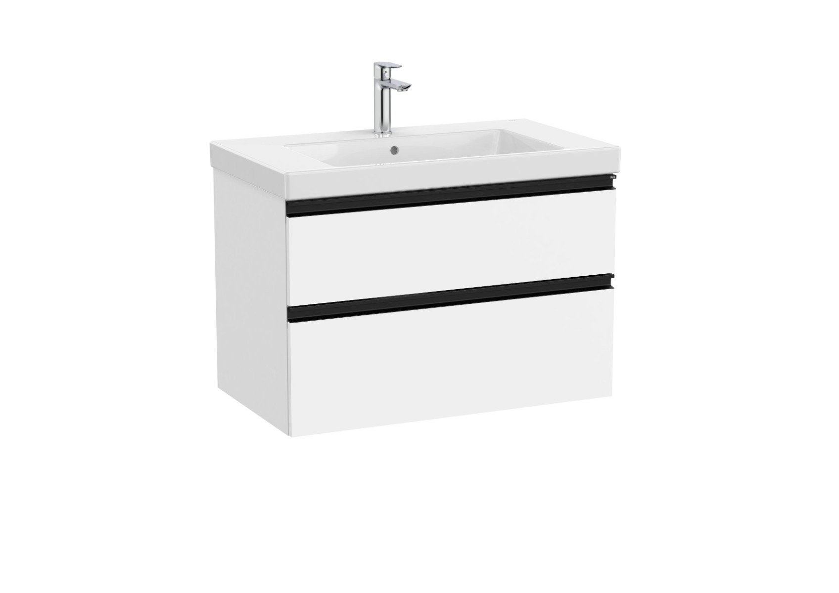 The Gap Vanity unit with two drawers and basin 800 - Matt White