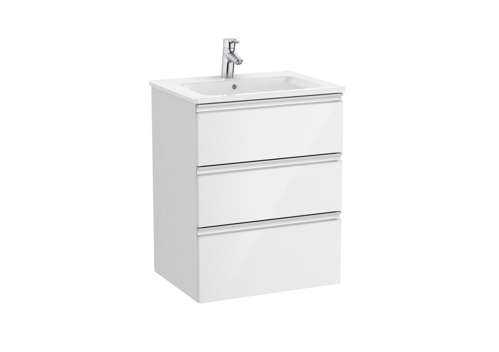 The Gap Vanity unit with 3 drawers and basin 600mm - Glossy White