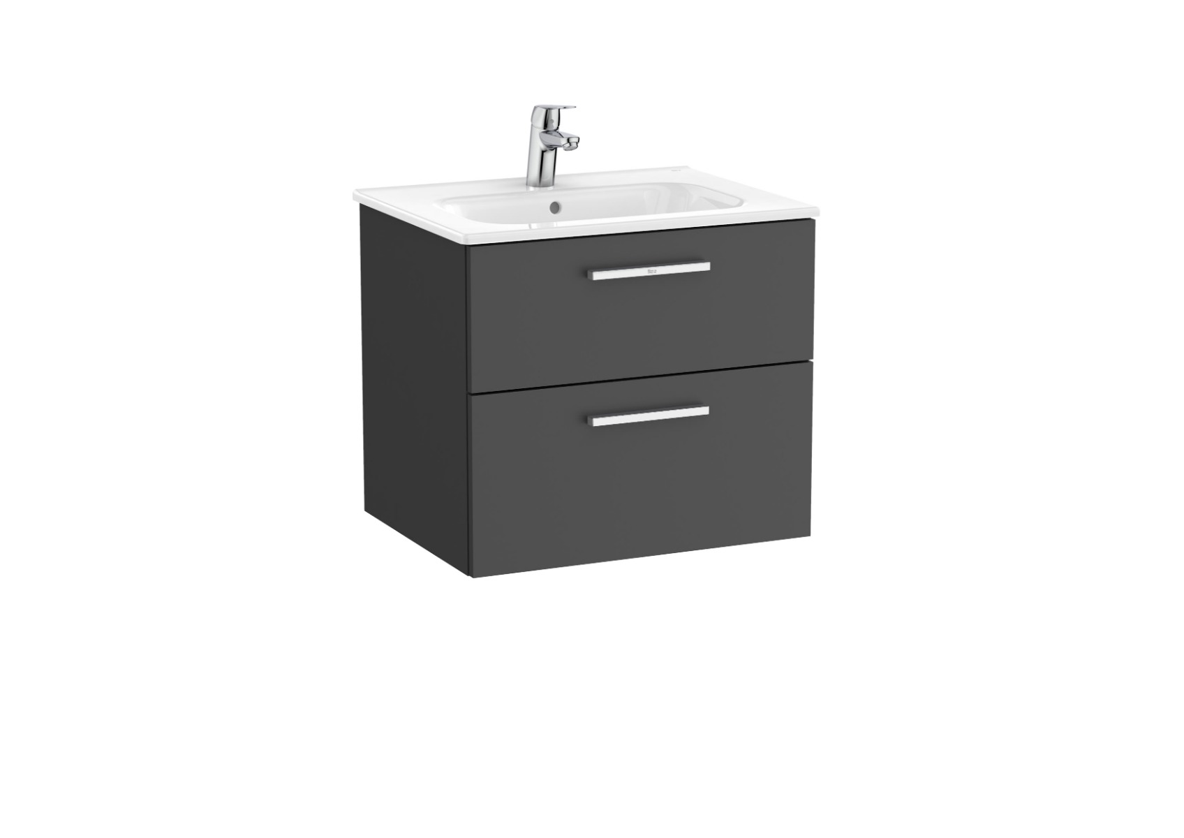 New Victoria Vanity Unit with 2 drawers and basin 600 x 460 - Gloss Anthracite Grey