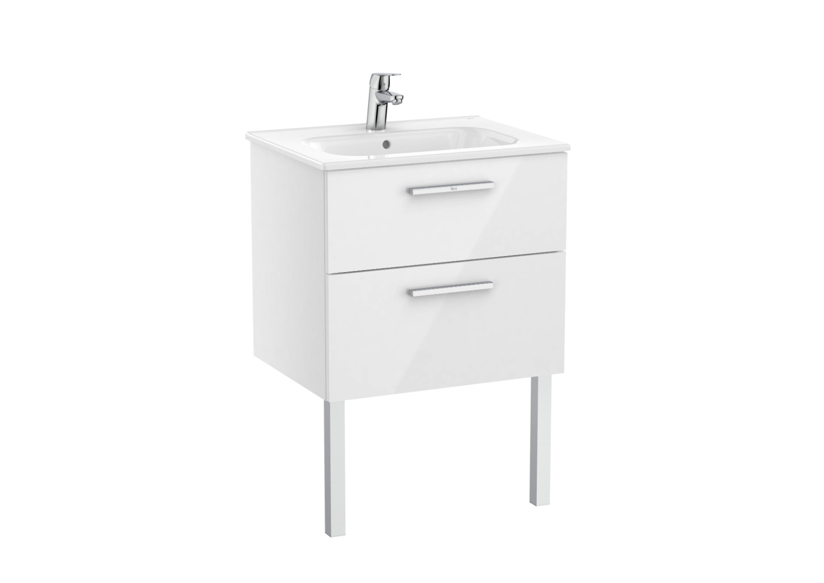 New Victoria Vanity Unit with 2 drawers and basin 600 x 460 - Glossy White