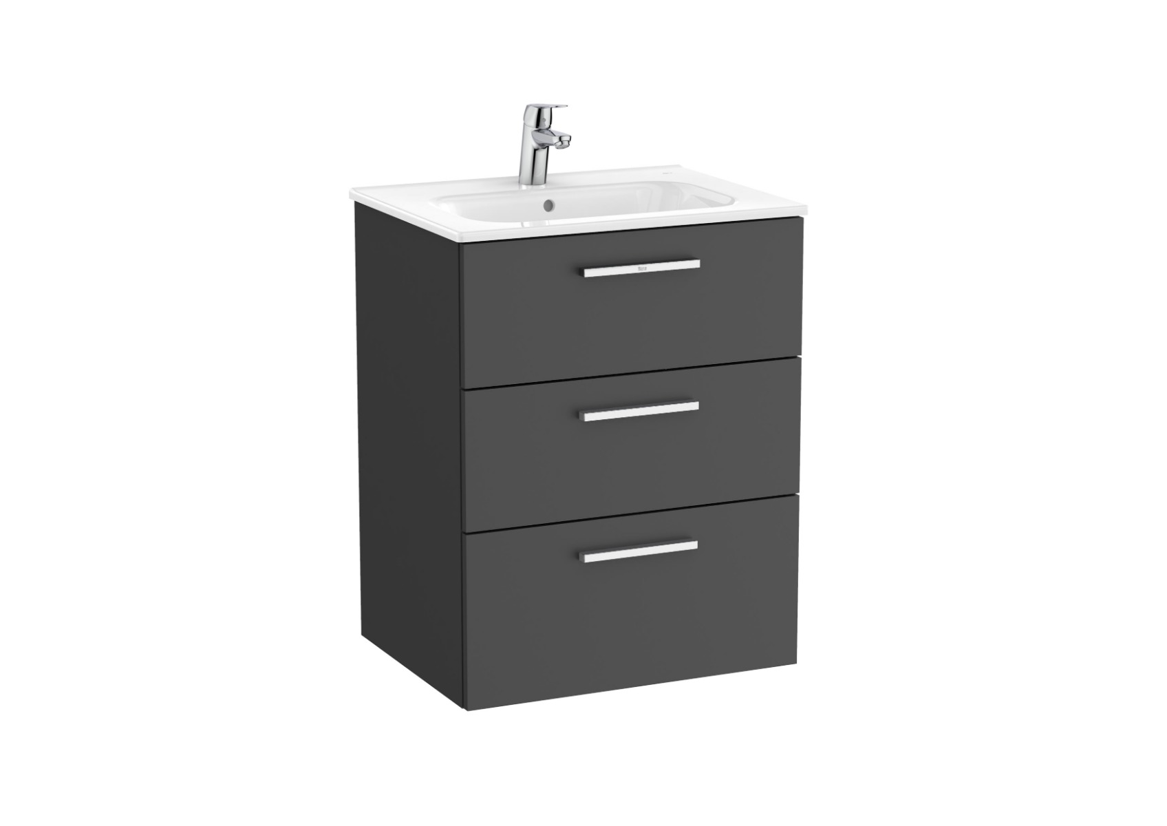 New Victoria 600mm Vanity Unit with 3 drawers and basin - Gloss Anthracite Grey