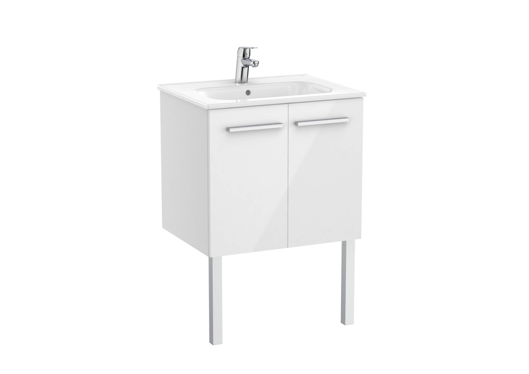 New Victoria Vanity Unit with 2 doors and basin 600 x 460 - Glossy White